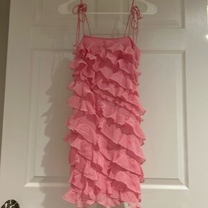 Forever 21 Pink Ruffled spaghetti strap dress Size XS
